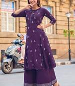Women Ethnic Motifs Printed A-Line Kurta with Palazzos