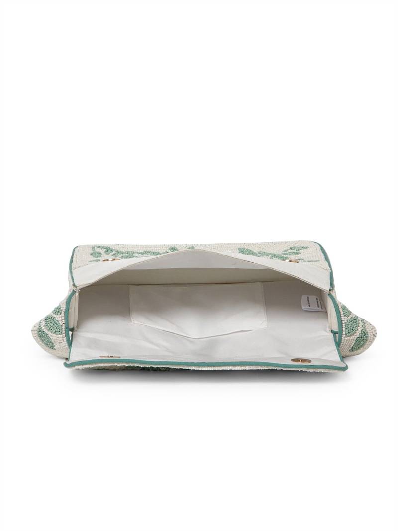 beaded botanica cotton botanical beaded canvas clutch