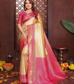 gold banarasi tissue art silk saree
