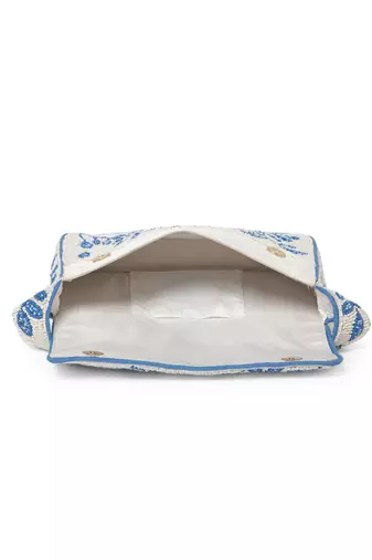 beaded botanica cotton botanical beaded canvas clutch