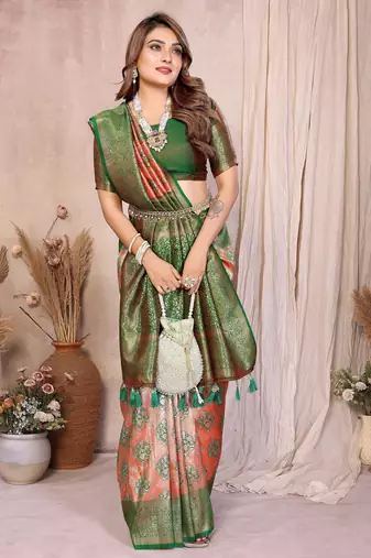 orange banarasi tissue art silk saree
