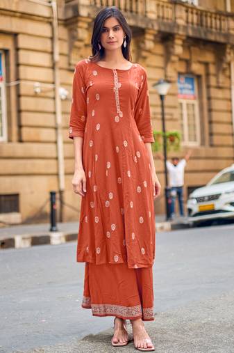 Women Ethnic Motifs Printed A-Line Kurta with Palazzos