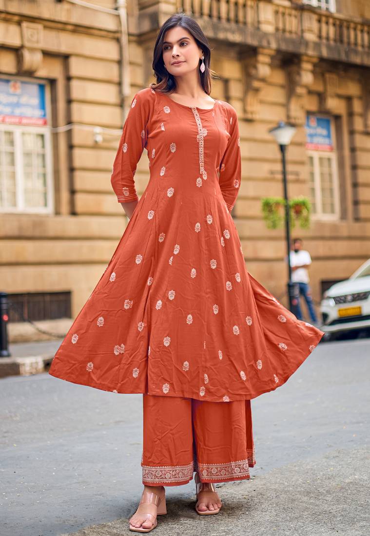 Women Ethnic Motifs Printed A-Line Kurta with Palazzos
