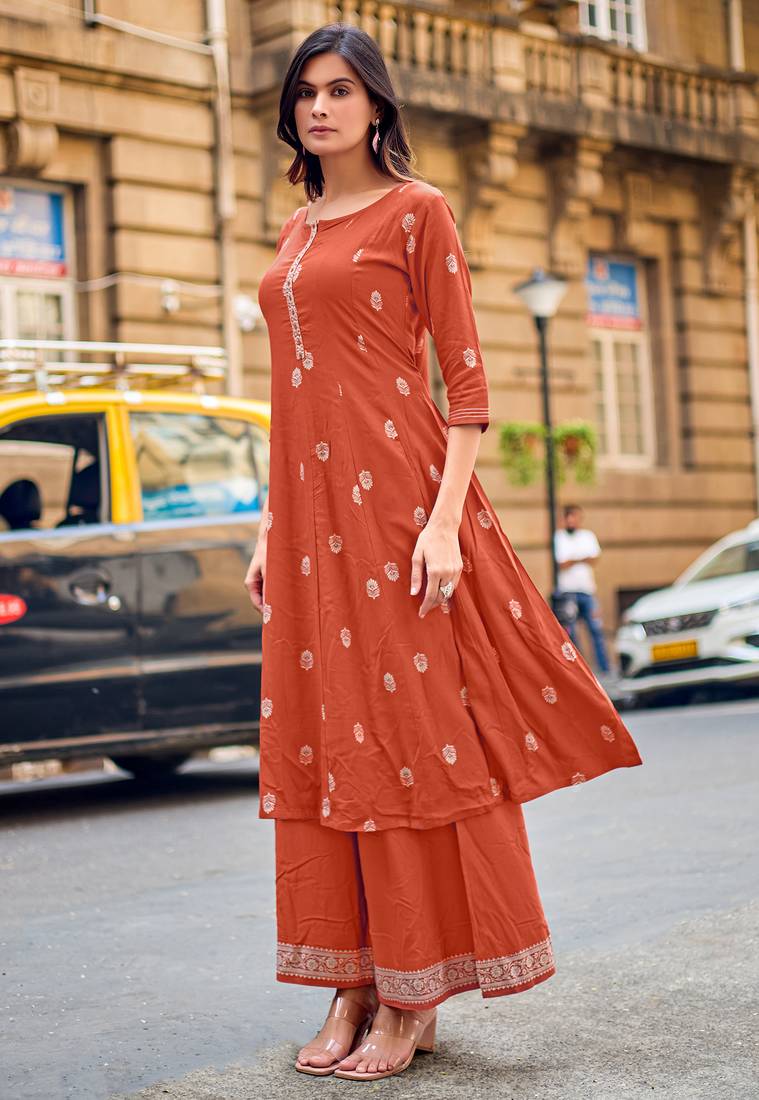Women Ethnic Motifs Printed A-Line Kurta with Palazzos