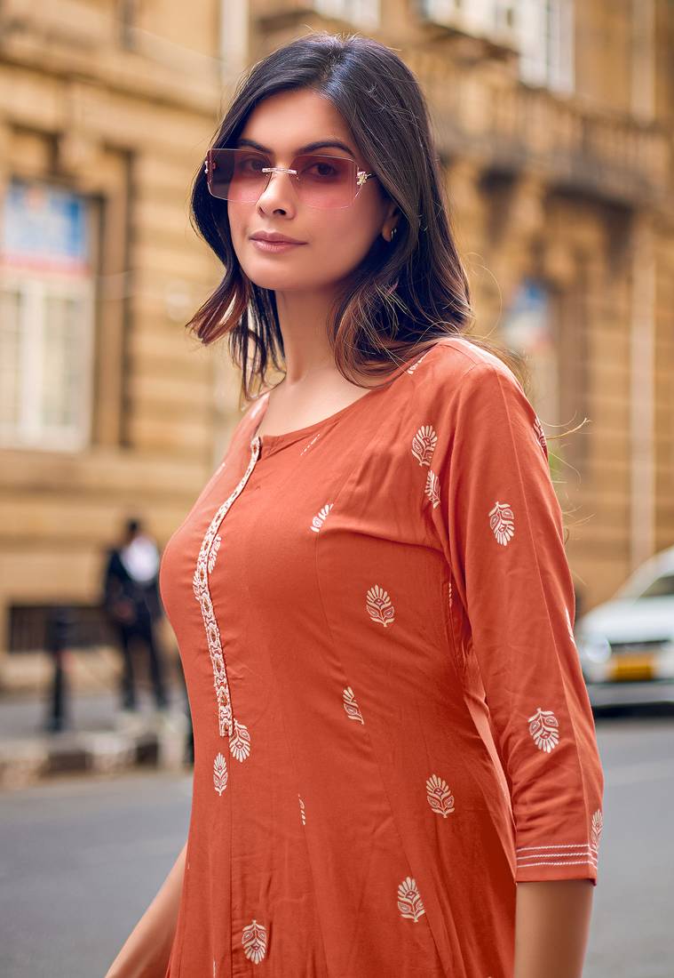 Women Ethnic Motifs Printed A-Line Kurta with Palazzos