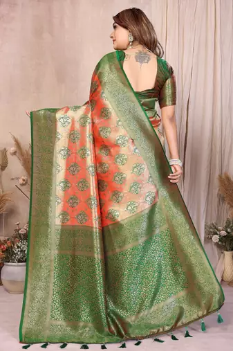 orange banarasi tissue art silk saree
