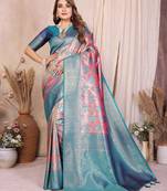 pink banarasi tissue art silk saree