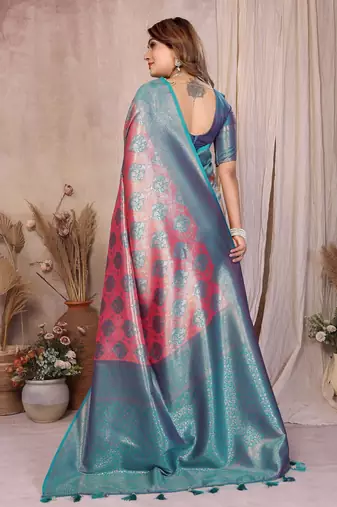 pink banarasi tissue art silk saree