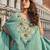 Sea green crepe silk top palazzo with thread-zari embroidery beads stones and sequin-Full Stitched free size