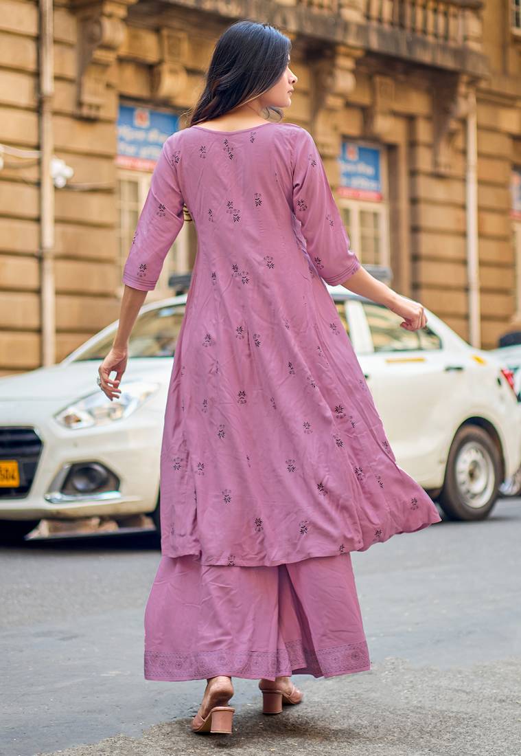 Women Ethnic Motifs Printed A-Line Kurta with Palazzos