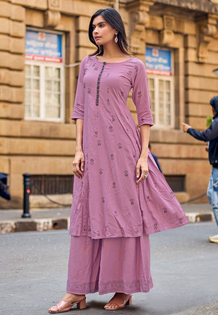 Women Ethnic Motifs Printed A-Line Kurta with Palazzos