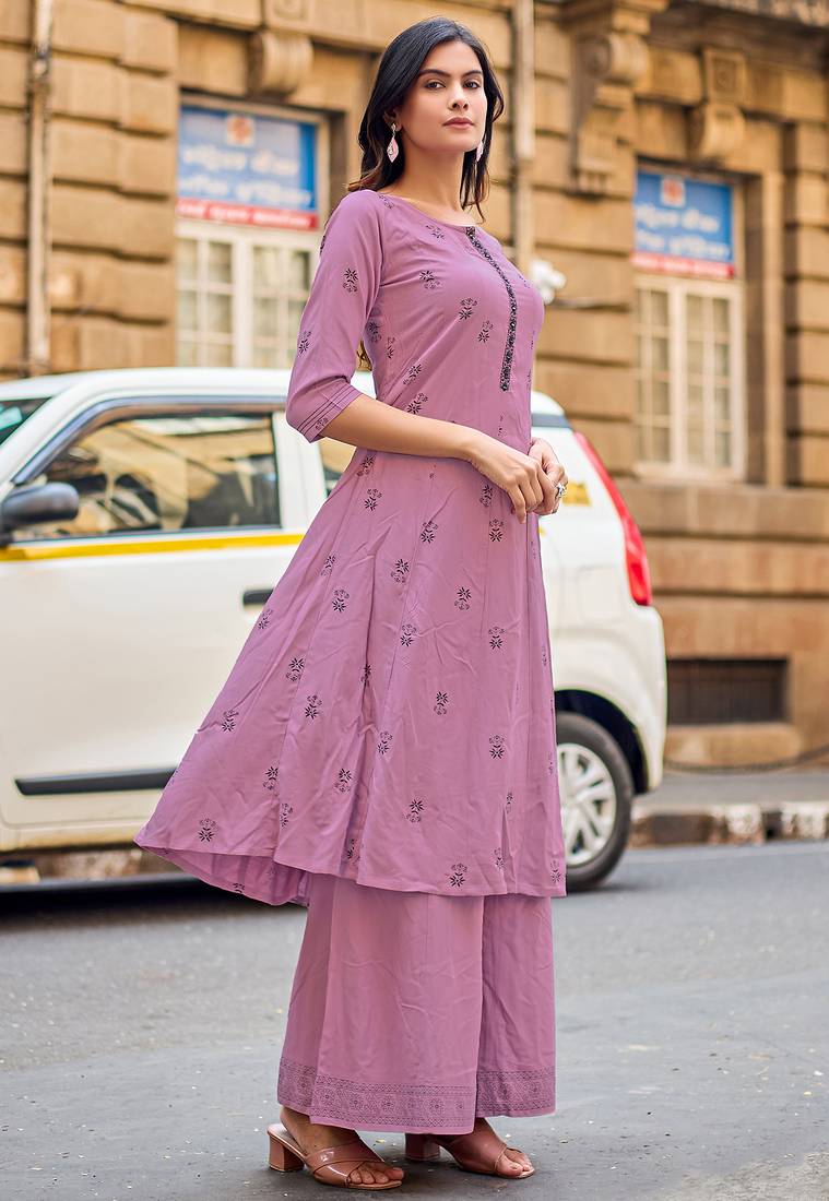 Women Ethnic Motifs Printed A-Line Kurta with Palazzos