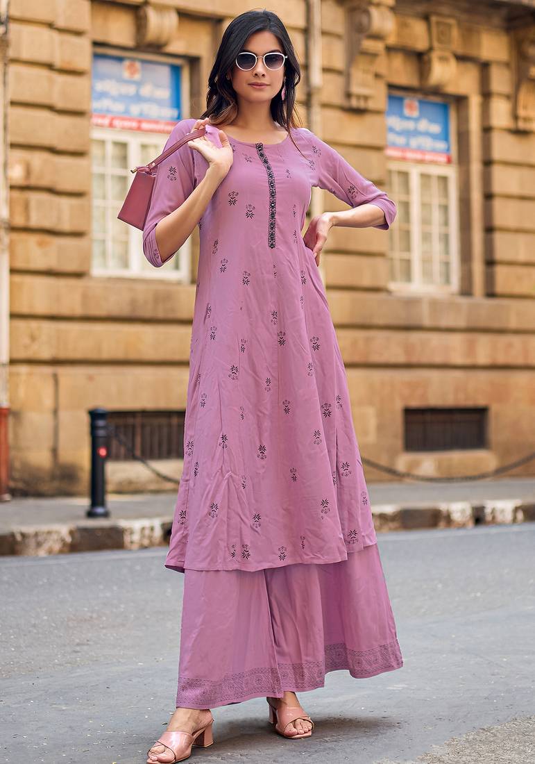 Women Ethnic Motifs Printed A-Line Kurta with Palazzos