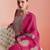 

pink chinnon silk poncho palazzo with zari thread motif and sequin work plus detailed border-Full Stitched free size