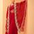 Red chinnon silk crop top palazzo with golden zari thread floral embroidery and sequin-Full Stitched free size