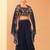 

navy blue chinnon silk crop top palazzo with golden zari thread floral embroidery and sequin-Full Stitched free size
