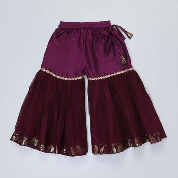 Purple embroidered cotton silk Sharara set 4