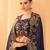

navy blue chinnon silk crop top palazzo with golden zari thread floral embroidery and sequin-Full Stitched free size