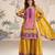 

mustard yellow crepe silk straight top palazzo with embroidery and embellished mirror work-Full Stitched free size