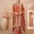

orange simmar silk straight top palazzo with thread sequin and stone embroidery detailing - Full Stitched free size