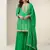 Women green heavy chinon with digital print & embroidery codding sequence work