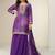 Women violet heavy chinon with digital print & embroidery codding sequence work