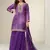 Women violet heavy chinon with digital print & embroidery codding sequence work