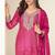 Women pink heavy chinon with digital print & embroidery codding sequence work