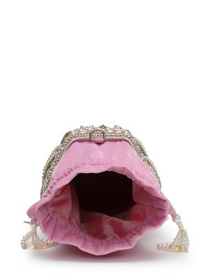 dewdrop fringe baby pink & ivory velvet beaded potli 7