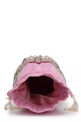 dewdrop fringe baby pink & ivory velvet beaded potli