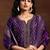 Purple Jaquard Silk Embroidery Stone Work Kurta Pant with Dupatta