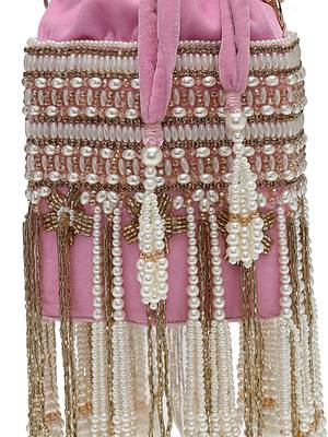 dewdrop fringe baby pink & ivory velvet beaded potli 8