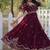 Wine zari & sequins embroidered work georgette stitched kurta gown