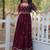 Wine zari & sequins embroidered work georgette stitched kurta gown