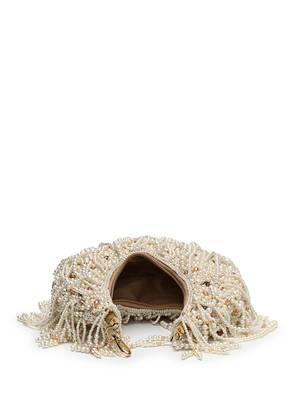fringe flirt ivory & champagne faux silk clustered beadwork clutch 7