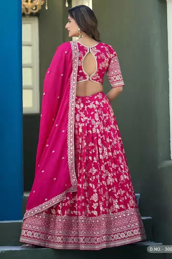 pink dola silk lehenga set with choli and dupatta