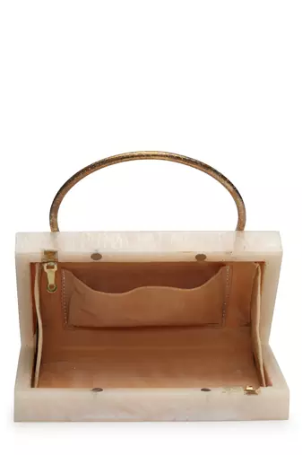 marble muse pearl cream resin marble textured clutch