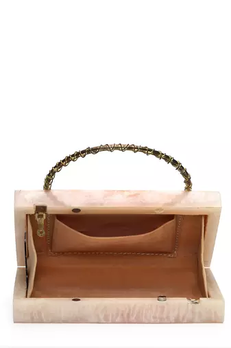 marble muse pearl cream & metallic gold resin marble textured clutch