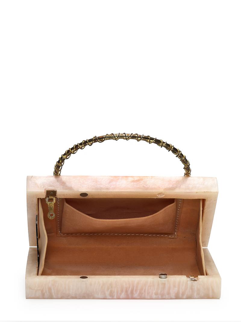 marble muse pearl cream & metallic gold resin marble textured clutch