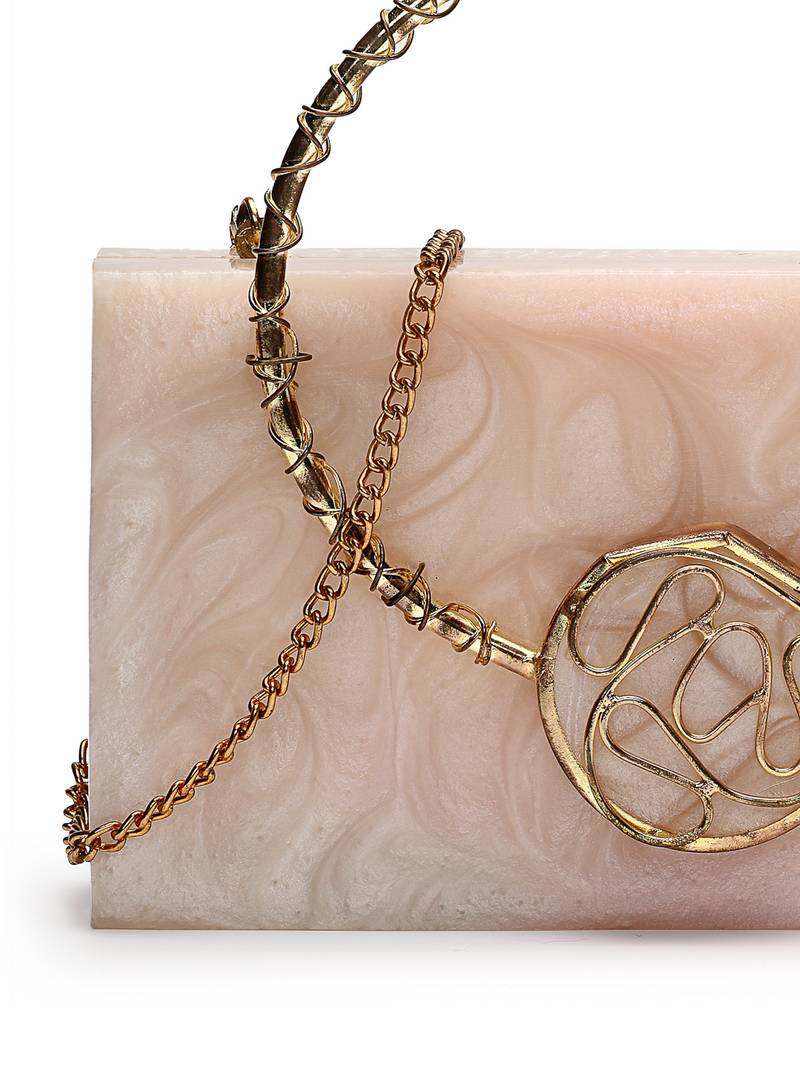 marble muse pearl cream & metallic gold resin marble textured clutch