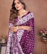 Wine Color Handmade Bandhej Viscose Silk Blend Saree