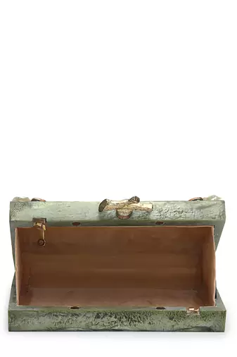 marble muse olive green, ivory & champagne gold resin clutch