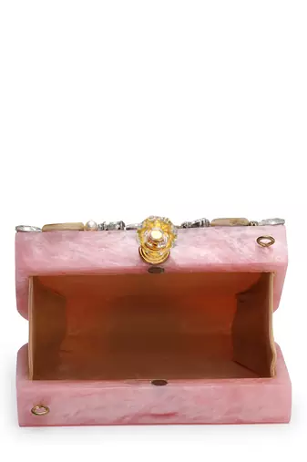 marble muse rose pink, embellished clutch