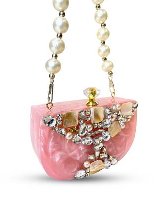marble muse rose pink, embellished clutch 8