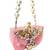marble muse rose pink, ivory & crystal resin abstract embellished clutch