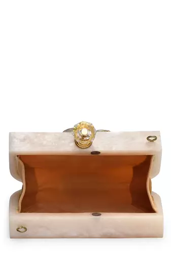 marble muse beige, ivory & gold resin embellished clutch