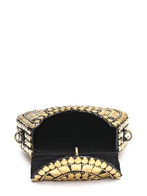 metal mirage black & metallic gold mosaic embellished clutch 7