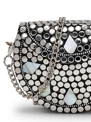 metal mirage silver & mother of pearl mosaic clutch 8