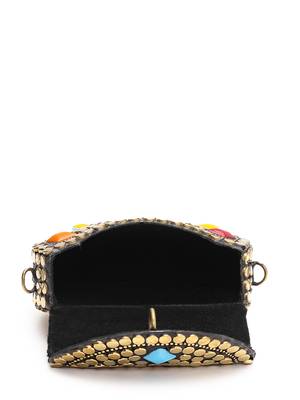 metal mirage metallic gold & multi mosaic clutch 7