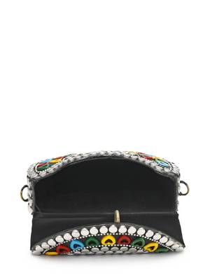 metal mirage silver & multi studs mosaic clutch 7